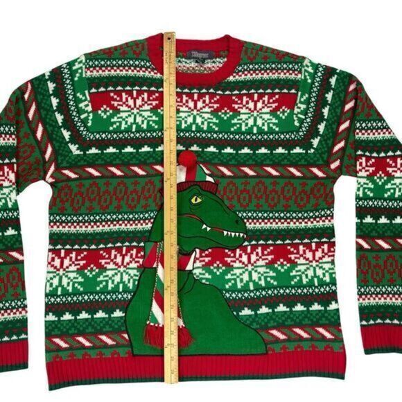 33 Degrees Ugly Christmas Sweater XXL T-Rex Dinosaur Presents Pullover XMAS NWOT - Picture 12 of 16